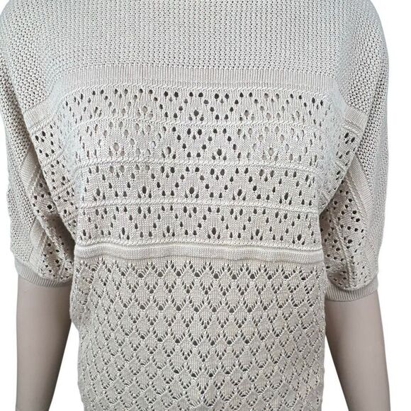 NWT Kobi Halperin Tan Open Stitch Fringe Pullover Sweater Top S - Picture 2 of 11